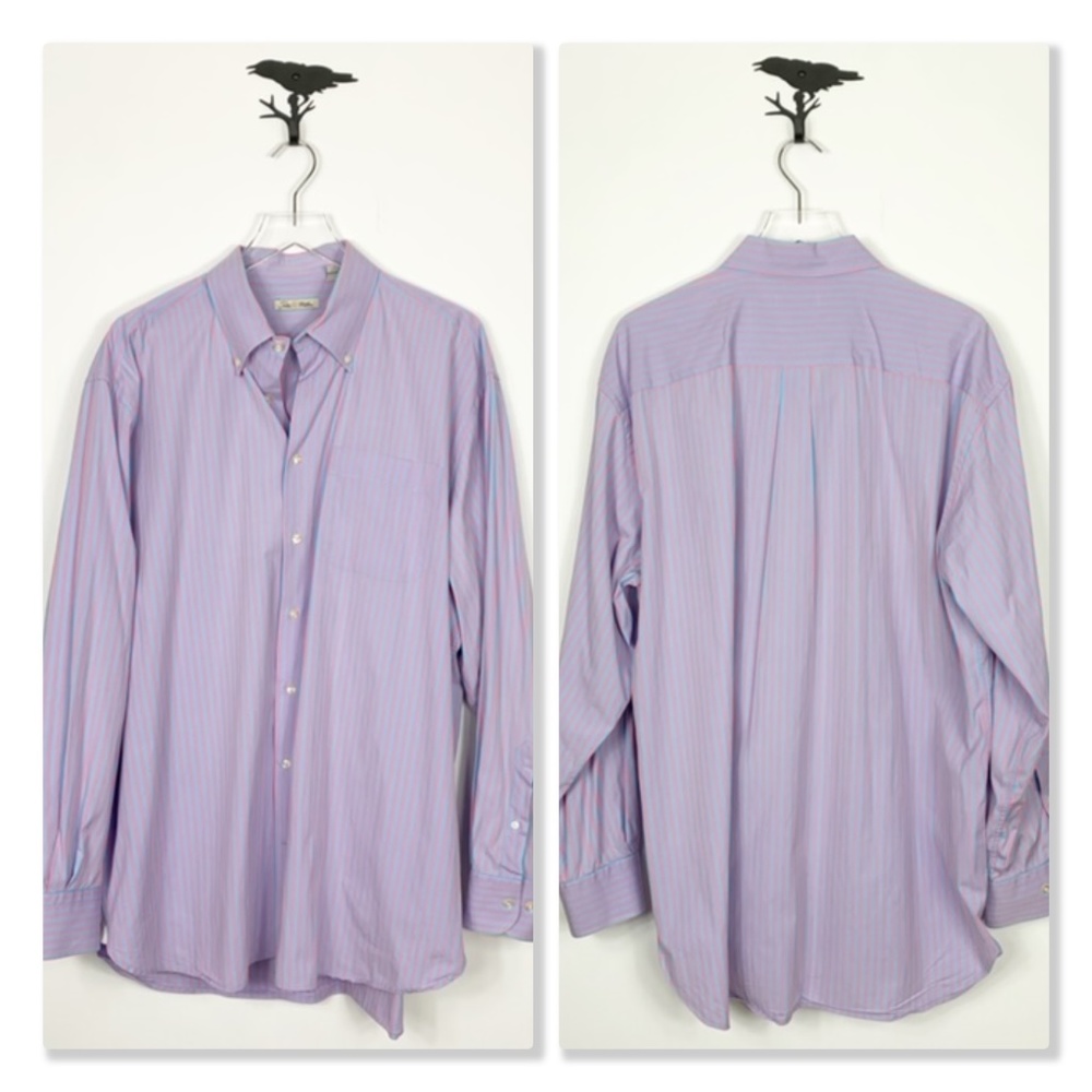 Peter Millar Blue/Pink Striped Button Down Shirt